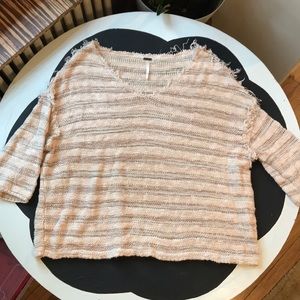 Free People frayed hem drop shoulder sweater